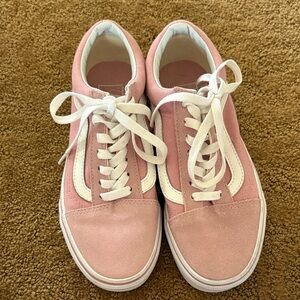 Vans Pink and White Lace-Up Sneakers
